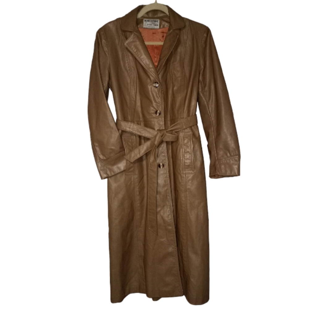 Vintage Leather Trench Coat